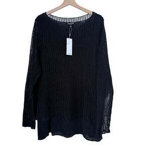 NWT Eileen Fisher Organic Linen Knit Ballet Neckline Sweater Top
